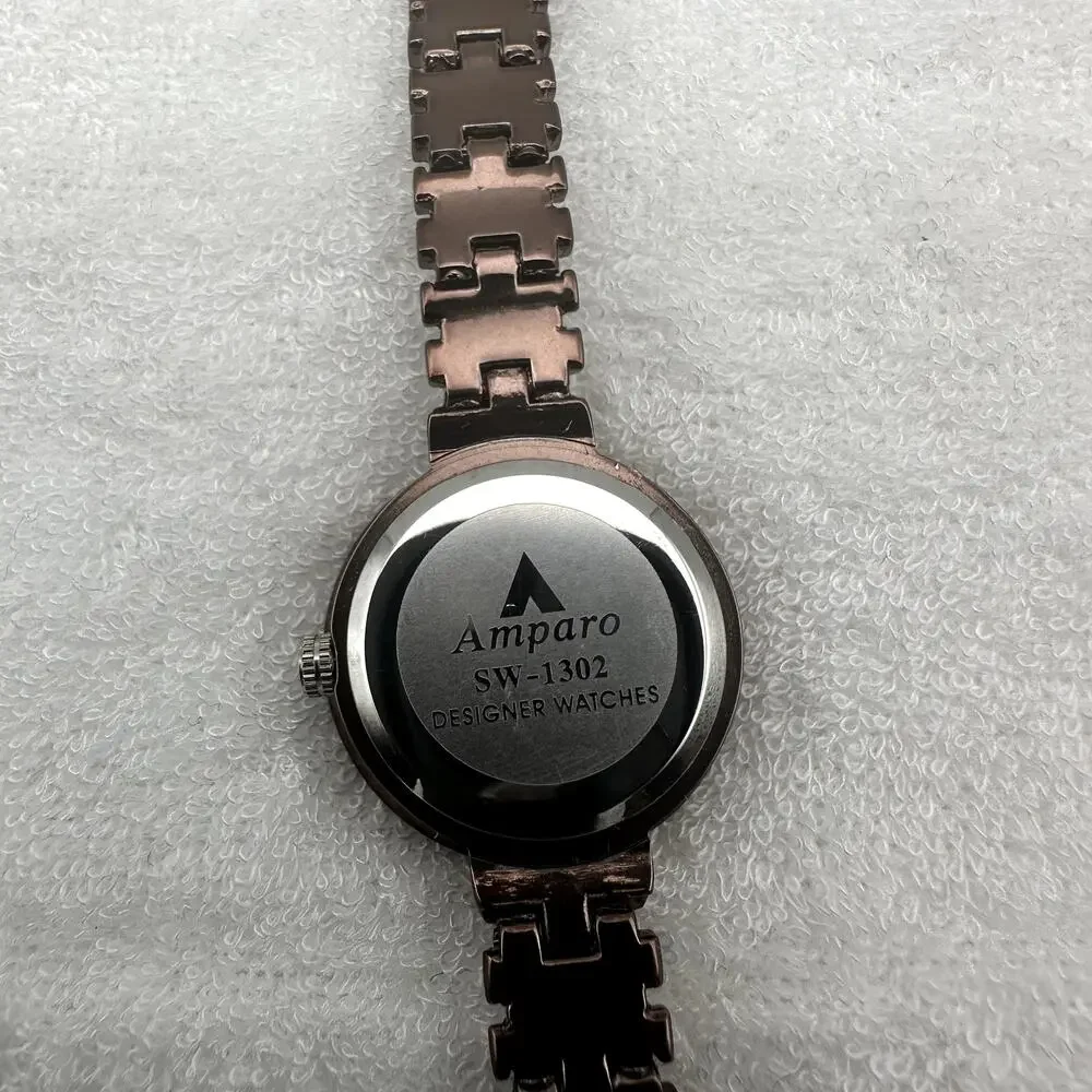Amparo SW-1302 Women’s Crystal Bracelet Watch Plum Tone Quartz